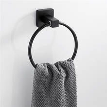 High Quality Black Towel Holder Ring Round Wall Mounted Towel Rack Towel Shelf Stainless Steel Bathroom Accessories 2024 - buy cheap