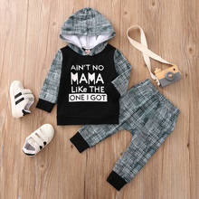 Infant Baby's Clothes Set Outfits Baby Boys Hooded Long Sleeve Letters Printing Top + Plaid Print Long Pants Hoodies Pullover 2024 - buy cheap