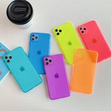 Capa fluorescente de silicone neon para iphone, capa de tpu transparente para iphone 11 pro xr x xs max 7 8 plus e iphone 12 pro se 2020 2024 - compre barato