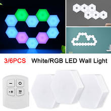 Luminária de parede led hexagonal, modular, controle remoto, regulável, luz noturna para quarto 2024 - compre barato