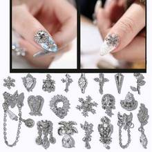 white Crystal  3D Alloy Nail Art Decorations Flower snow leaves Design  Nail Art Rhinestones  D041 2024 - buy cheap