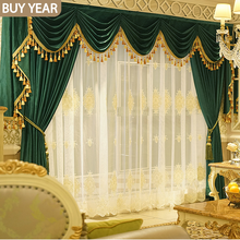 Luxury Curtains for Living Dining Room Bedroom Gold Velvet Fabric Curtains High-end Villa Valance Curtains Tulle Customization 2024 - buy cheap