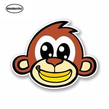 Hotmeini 13cm x 10.2cm para o macaco atrevido banana dos desenhos animados engraçado adesivos de carro pára rv van decalque fino jdm vinil acessórios do carro 2024 - compre barato