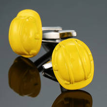 Gemelos de casco de seguridad de alta calidad, joyería de moda, gemelos amarillos, traje de camisa de negocios, pin, insignia, regalo 2024 - compra barato