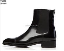 Qianruiti British Fashion Mens Chelsea Boots Patent Leather Casual Shoes Ankle Boots Male Shoes 2024 - buy cheap