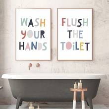 Colorful Bathroom Wall Art Poster Nursery Funny House Rules Sign Canvas Painting Wash Your Hands Quotes Print Nordic Home Decor 2024 - buy cheap