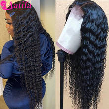 AAtifa Peruvian Deep Wave Wig 4x4 Lace Closure Wig 100% Remy Human Hair Lace Wigs For Black Women T Part Transparent Lace Wig 2024 - buy cheap