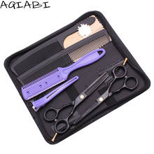 AQIABI-tijeras de peluquería de acero japonés, 5,5 ", 6", negro, para cortar el pelo, A1104-A 2024 - compra barato