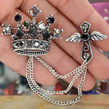 Angel Wing Cross Crown Brooch Creative Men Chain Tassel Brooch Crown Badge Cross Brooch Pins For Men Jewelry Accessories 2024 - buy cheap