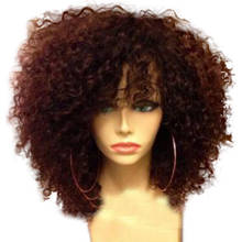 Peruca de cabelo encaracolado com franja, cabelo humano natural, para mulheres negras, cabeludo natural, densidade 180% 2024 - compre barato