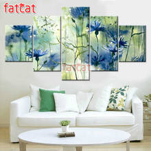 FATCAT-pintura de diamante de flor azul abstracta, pintura de diamante artesanal, Cuadrado completo, redondo, bordado de diamantes, venta AE2003 2024 - compra barato