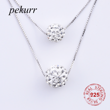 Pekurr 925 Sterling Silver Big Crystal Rhinestone Shell Pearl Necklaces For Women Pendants Double Box Chain Jewelry 2024 - buy cheap
