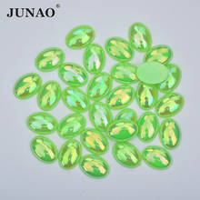JUANO 8*10mm 10*14mm 13*18mm Green AB Oval Rhinestones Flatback Acrylic Crystal Stones Applique Strass Diamond Decoration Dress 2024 - buy cheap