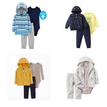 Conjunto de roupas de algodão para bebês meninas, jaqueta com capuz manga longa + macacão + calças, roupa para recém-nascidos, 3 peças, outono 2020 2024 - compre barato