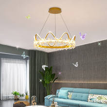 New Golden Pink Crown Modern Crystal Chandelier For Dining Room Luxury Lighting Fixtures LED Cristal Lustre Girl 's bedroom 2024 - buy cheap