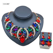 CACARE Luxury Jewelry Sets Women Party 2020 CHEAP Big Dubai Jewelry Set Gold Colorful Drop Earrings Necklace Set F1069 Statement 2024 - buy cheap