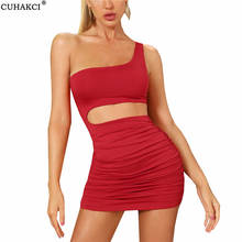 Cuhakci vestido de verão feminino, um ombro, boate, aberto, mini bodycon, preto, sexy, para festa 2024 - compre barato