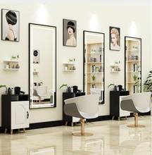 Hairdressing wall mirror barber shop table cabinet integrated beauty mirror LED floor mirror 2024 - buy cheap