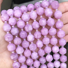 Contas de pedra facetada natural, 10mm, formato de azeitona, roxo, angelite, espaçador solto, contas para fazer joias diy, acessórios pulseira 15'' 2024 - compre barato