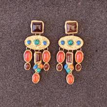Baroque Colorful Stone Geometric Statement Earrings for Women Boho Jewelry 2020 ZA Vintage Drop Earring Fashion Bijoux Wholesale 2024 - buy cheap