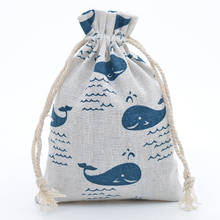 20pcs/lot  10x14cm, 13x18cm Cartoon Animals Printed Storage Bags Organizer Drawstring Bag Cotton Linen Jewelry Cosmetic Pouch 2024 - buy cheap