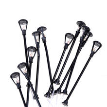 10 unids/set modelo lámparas de jardín escala 1:100 modelo negro diseño de una sola cabeza luces de jardín poste de luz de la luz del paisaje de modelo 2024 - compra barato