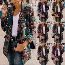 2022 women autumn and winter new explosion models plaid long-sleeved woolen sweater cardigan small suit women's long coat W888 2024 - buy cheap