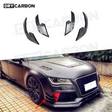 4Pcs/Set Carbon Fiber Car Front Bumper Side Trim Canards Foglamp Fin Air Knife Winglet For Audi A6 RS6 2013-2016 RS7 2012-2015 2024 - buy cheap