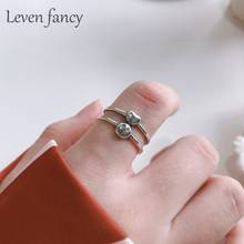Anel de prata esterlina 925 para meninas, anel ajustável de camada dupla retrô com formato de coração, sorriso, joia de festa 2024 - compre barato