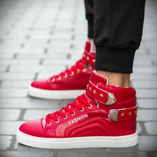Кроссовки мужские высокие в стиле хип-хоп, Спортивная красная обувь для скейтбординга, весна-осень 2024 - купить недорого