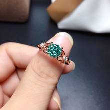 Newest style flashing green moissanite gem ring for women 925 sterling silver shiny better than diamond engagement ring gift 2024 - buy cheap