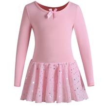 Vestido de Ballet profesional para niños, tutú de manga larga, estrellas brillantes, lentejuelas, disfraces de baile de bailarina, leotardo de gimnasia para niña 2024 - compra barato