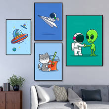 Canvas Pictures Cartoon Cat Colorful Astronaut Home Decor Paintings Wall Art Prints Modern Posters Modular Bedside Background 2024 - buy cheap