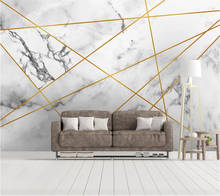 Beibehang papel de parede personalizado 3d, mural moderno, minimalista, geométrico, linha dourada, plano de fundo de tv, sala de estar 2024 - compre barato