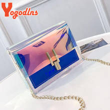 Лазерная прозрачная сумка через плечо Yogodlns для женщин, модная маленькая сумка-мессенджер на ремне с цепочками, летняя пляжная дамская сумочка 2024 - купить недорого