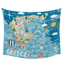 Mapa de la isla de Grecia, tapices de dibujos animados para colgar en la pared, decoración de pared, cortina, manta, manta, Sábana, toalla hipoalergénica personalizada 2024 - compra barato