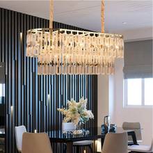 New design crystal chandelier decorates the living room luxury rectangular island golden LED chandelier 2024 - buy cheap