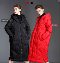 2020 casaco feminino de inverno com capuz sobre o joelho, jaqueta vermelha, parkas femininas, casacos longos de pato branco, grosso e quente para mulheres 2024 - compre barato
