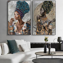 Black Gold Nude African Woman with Exquisite Headdress Oil Painting on Canvas Posters and Prints Scandinavian Wall Art Picture 2024 - buy cheap