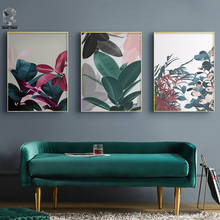 Quadros de parede plantas coloridas, quadros para sala de estar, arte nórdica para parede, pintura em tela, posteres e impressões 2024 - compre barato