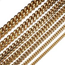 6/8/10/12/14/16/18MM Gold Customised Lenth 316L Stainless Steel Curb Cuban Miami Link Chain Mens Necklace & Bracelet 7-40" 2024 - buy cheap