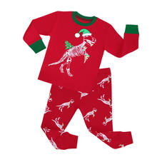 Conjunto de pijama infantil de algodão, pijama de dinossauro com manga longa, roupas para bebês, meninos e meninas, primavera e inverno 2024 - compre barato