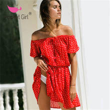 Pocket Girl 2020 Chiffon Bandue Retro Beach Dress Women Bohemia Bikini Swimwear Dot Kaftan Beach Cover Up Saida De Praia Pareos 2024 - buy cheap