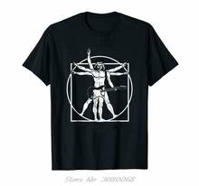 Preto da vinci homem da guitarra, vitruvian homem guitarrista t camisa paródia 100% algodão grande camiseta alta streetwear 2024 - compre barato