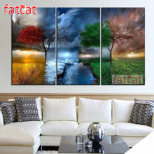 FATCAT Four seasons scenery Large triptych 5D Diy Diamond Painting full mosaic diamond Embroidery Sale home decoration AE2652 2024 - buy cheap