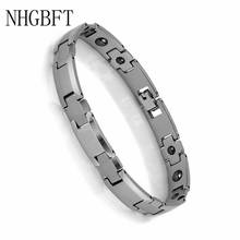 Nhgbft simples saudável bio energia pulseira para mulheres dos homens de tungstênio aço ímã pulseiras jóias par 2024 - compre barato