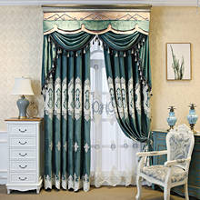 European luxury green embroidered Window curtains for living room with high quality for living room luxury 2024 - buy cheap