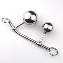 BDSM Asslock VAGINAL ANAL DOUBLE BALL PLUG Steel Chastity Belts Rope Hook Sex Toy For Women Locking Chastity Belt Anal Hooks 2024 - buy cheap