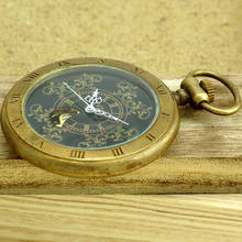 Relógio de bolso mecânico de cobre antigo, luxuoso, corrente com corrente, numerais romanos, vintage, pingente de colar 2024 - compre barato