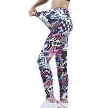 Visnxgi alta cintura graffiti imprimir leggings empurrar para cima do esporte mulheres fitness correndo calças elásticas ginásio menina primavera outono novo 2024 - compre barato